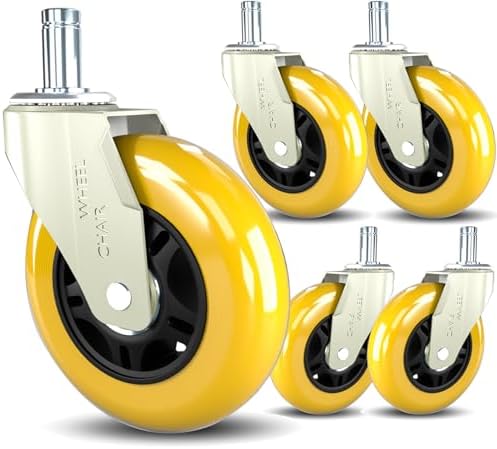 Office Chair Caster Wheels Replacement 3 Inch Roller Blade, Set of 5