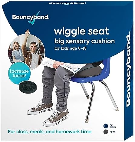 Bouncyband – Wiggle Seat – Gray, 13” D – Large Sensory Cushion for Kids