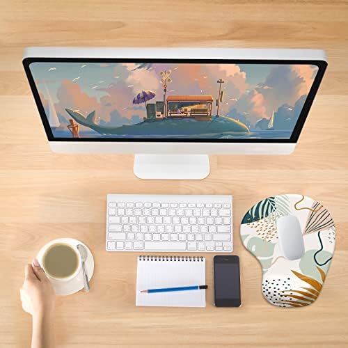 Hsurbtra Ergonomic Mouse Pad with Wrist Rest Support, Gel Mouse Pads with Non-Slip PU Base, Pain Relief Memory Foam Computer Mat, Cute Office Supplies Desk Decro Accessories, Spot