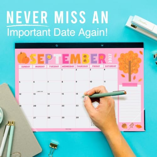 Large Desk Calendar 2027 - Desktop Calendar 2027-2028