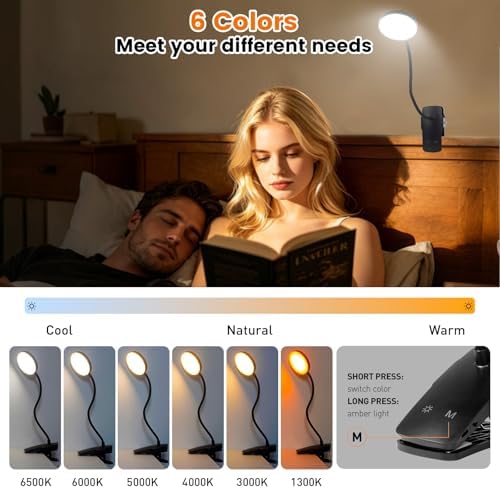 Cordless Rechargeable Clip On Desk Lamp Thick Flexible 360° Gooseneck