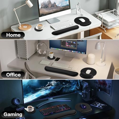 Mouse Pad Black, Ergonomic Keyboard Wrist Rest, Mouse Pad with Wrist Rest