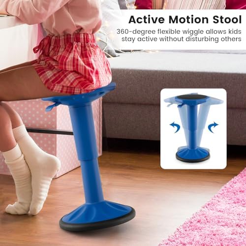 GLACER Wobble Stool, Height Adjustable 16.5-24" Flexible Seating (Navy)