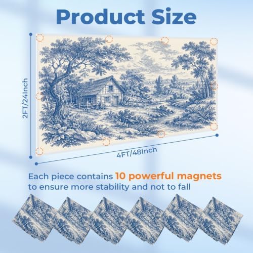 6 Pcs Fluorescent Light Covers for Ceiling Lights Woodland vintage Blue white Magnetic Light Filters Decorative for Classroom Office Hospital Home 4x2 Ft