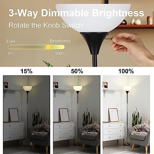 LALISU Floor Lamp, Dimmable Standing Lamp, 3 Ways Brightness Led Floor Lamp
