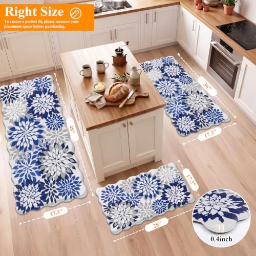 HEBE Anti Fatigue Kitchen Rugs Set of 3, Cushioned Kitchen Mats for Floor