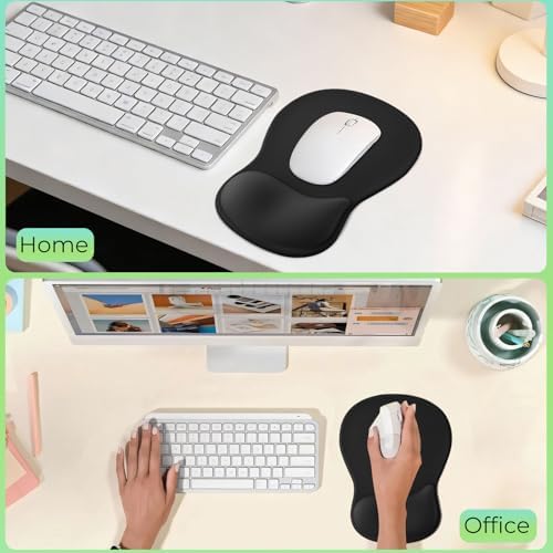 Gel Wrist Rest Mouse Pad, Ergonomic Mousepad with Wrist Support, Relieve Wrist Pain, Gaming Mousepad with Concave Design Cushion & Non-Slip PU Base, for Home Office Laptop Computer, Black