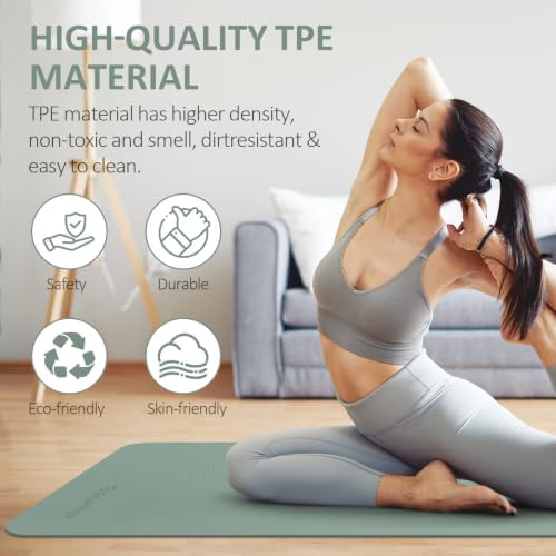 Gruper Yoga Mat Non Slip, Anti-Tear Workout Mat with Carrying Strap and Bag
