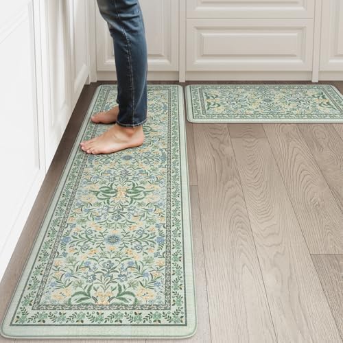 Collive Waterproof Anti Fatigue Mats for Kitchen Floor, Boho Kitchen Rugs