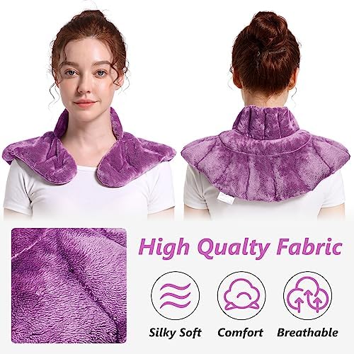 RelaxCoo Microwavable Heating Pad for Neck, Shoulders, and Back - Weighted Neck Warmer with Moist Heat, Purple, Lavender Scented