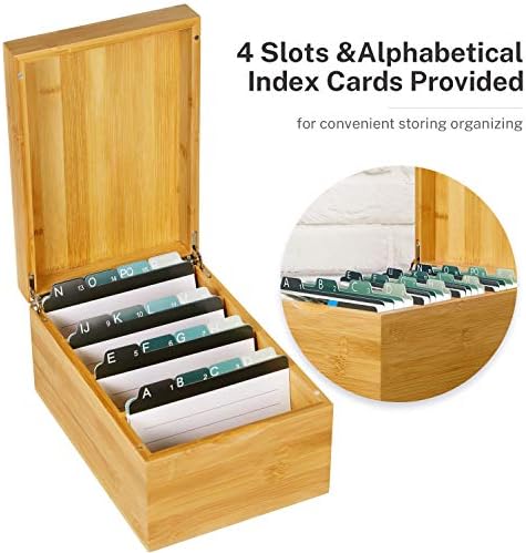 MaxGear Bamboo Business Card Organizer for 4" x 6" Cards