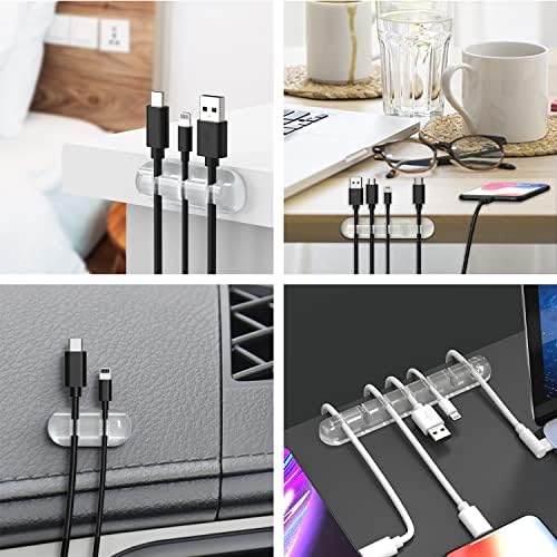 INCHOR Cord Organizer, Clear Cable Clips Cable Management, Cable Organizers USB Cable Holder Wire Organizer Cord Clips, 2 Packs Cord Holder for Desk Car Home and Office (5, 3 Slots)