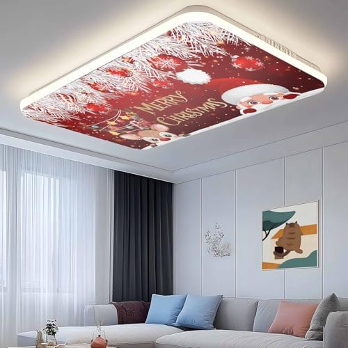 Santa Claus Red Magnetic Fluorescent Light Covers for Ceiling Lights 2 x 4 Feet,Christmas Cute Deer Pine Tree Ball Office Classroom Kitchen Drop Ceiling Light Covers Filters Shade Panel 1 Pack