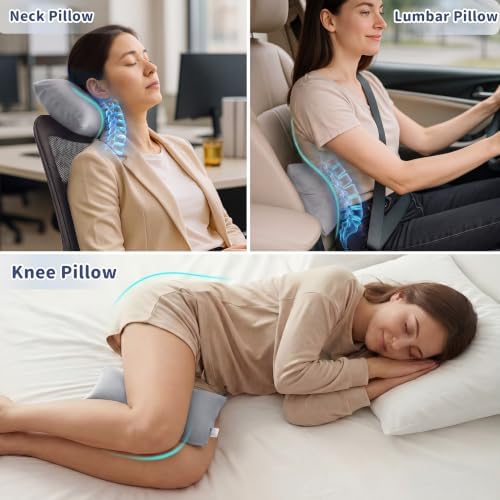 Pro Goleem 2-Pack Small Pillow, 7"x11" Mini Pillow for Travel, Camping, Sleeping, Nap & Neck, Lumbar, Knee Support, for Office,Bed, Car, Air, Tiny Cushion for Kids, Pets, Adults (Grey)