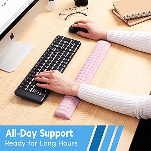 i-Rocks Memory Foam Keyboard Wrist Rest - Pain-Reducing Wrist Rest for Computer Keyboard - Non-Slip Rubber Base Wrist Rest - Cooling Keyboard Pad for Long Hours of Work, Studying, Gaming