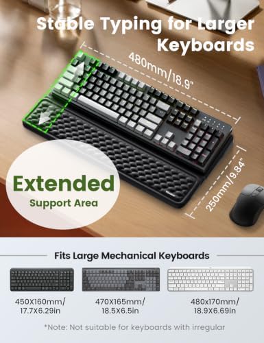 Vaydeer Extra-Large Keyboard Wrist Rest, Ergonomic Keyboard Stand with Wrist Rest, Ergonomic Keyboard Riser with Soft Memory Foam Cushion for Typing, Gaming, Home Office, Carpal Tunnel Pain Relief