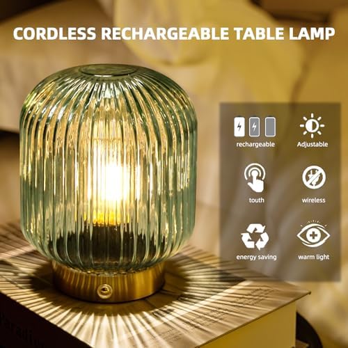 MJ PREMIER Rechargeable Table Lamp,Cordless Lamp with Memory Function,Green