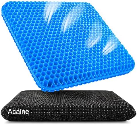 Extra Thick Large Pure Gel Seat Cushion for Long Sitting, Breathable Comfort Cushion for Back, Sciatica, Tailbone & Hip Pain Relief, Washable Portable Cushion for Office Chair, Car, Wheelchair