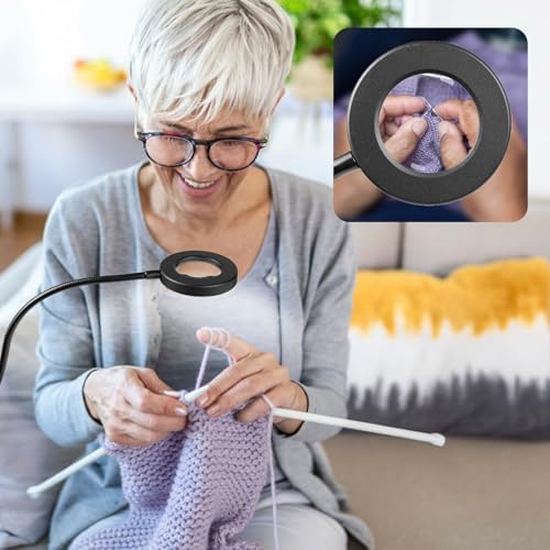 LALISU Clip on Lamp, 5X Magnifying Glass with Light LED Desk Clip Lamps