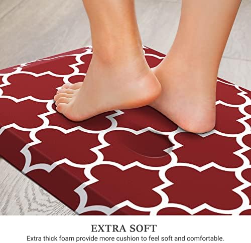 WISELIFE Anti Fatigue Mats for Kitchen Floor, 17.3" x 28", 4/5 Inch, Red