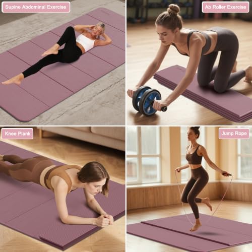 PAIDU Foldable Yoga Mat 10MM Thick 75‘’x40‘“ Quick Fold Easy Storage