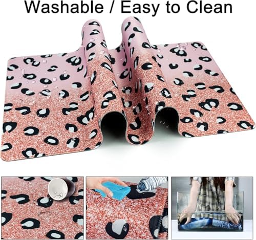 4 in 1 Mouse Pad Set with Wrist Rest for Keyboard,Desk Mat,Coaster-Leopards