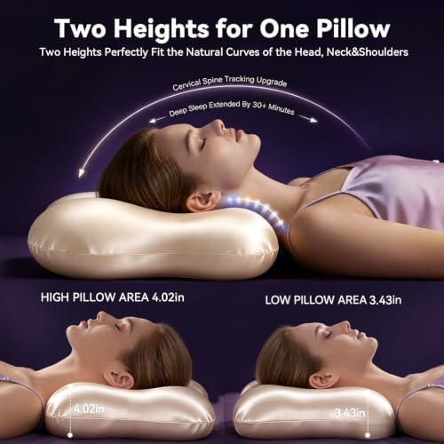 Dayme Cooling Cervical Neck Pillow – Contour Memory Foam Pillow, Champagne