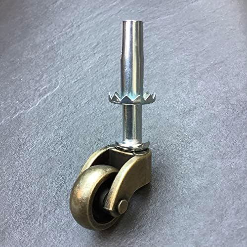 1" Swivel Stem Ball Caster Wheel, Zinc Alloy Castor for Furniture Socket Type Mounting Stem, Antique Brass, 353lbs, Pack of 4