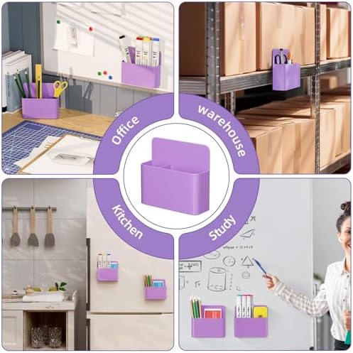 Magnetic Dry Erase Marker Holder, Magnetic Pen Holder Whiteboard Pen Holder Dry Erase Marker and Eraser Organizer,Powerful Neodymium Magnets 4pcs (Purple)