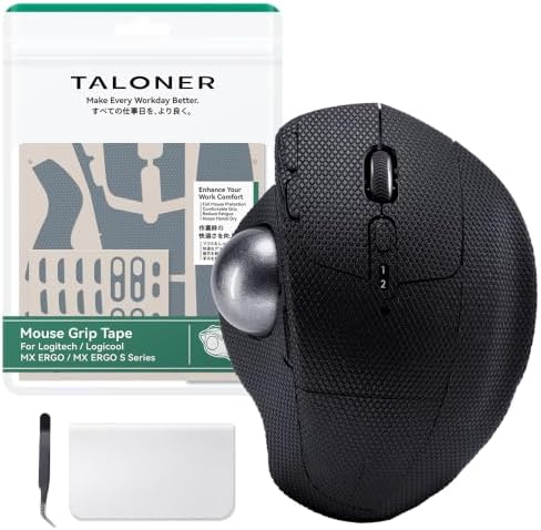 Trackball Mouse Grip Tape Compatible with Logitech MX Ergo S/MX Ergo, Anti Slip, Sweat Absorbing, Ultra-Thin 0.5mm, Cut to Fit, Easy to Apply, Full-Coverage Type (Black)