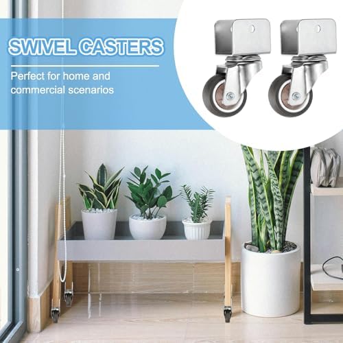 PATIKIL 1.5 Inch Caster Wheels, 4 Pcs Swivel Casters with 1" U Bracket Opening 55 Lb Capacity Per Caster for Furniture Office Chairs Carts and Cabinets, Brown