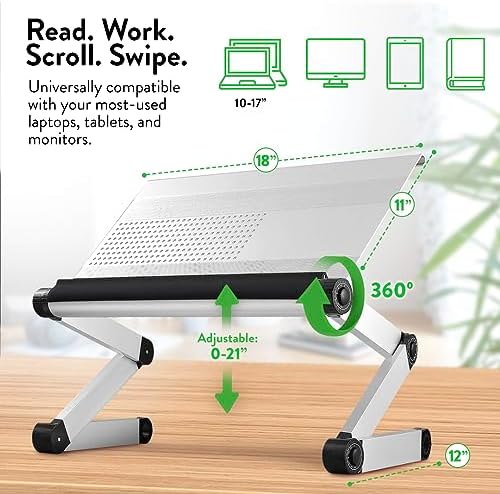 Uncaged Ergonomics Book Stand, Adjustable Laptop Stand for Desk (Silver)