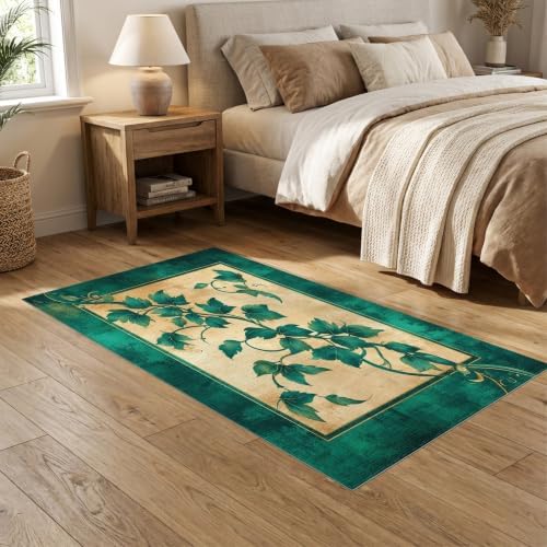 5'x7' Green Cat Cat-Inspired Vine Symmetry Washable Area Rug