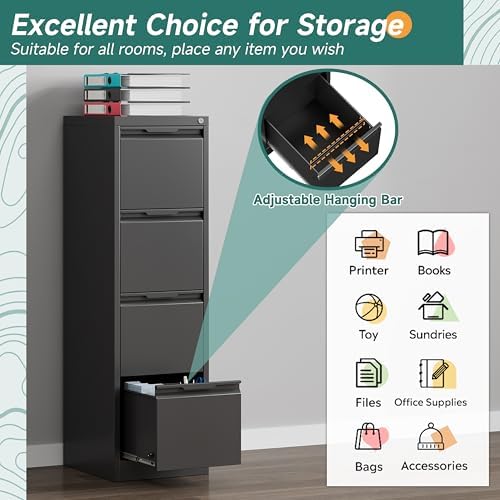 4 Drawer File Cabinet with Lock,Metal File Cabinets for Home Office