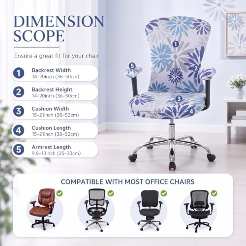 Tallew 4 Pcs Office Chair Cover Desk Seat Stretchable Set, Mandala
