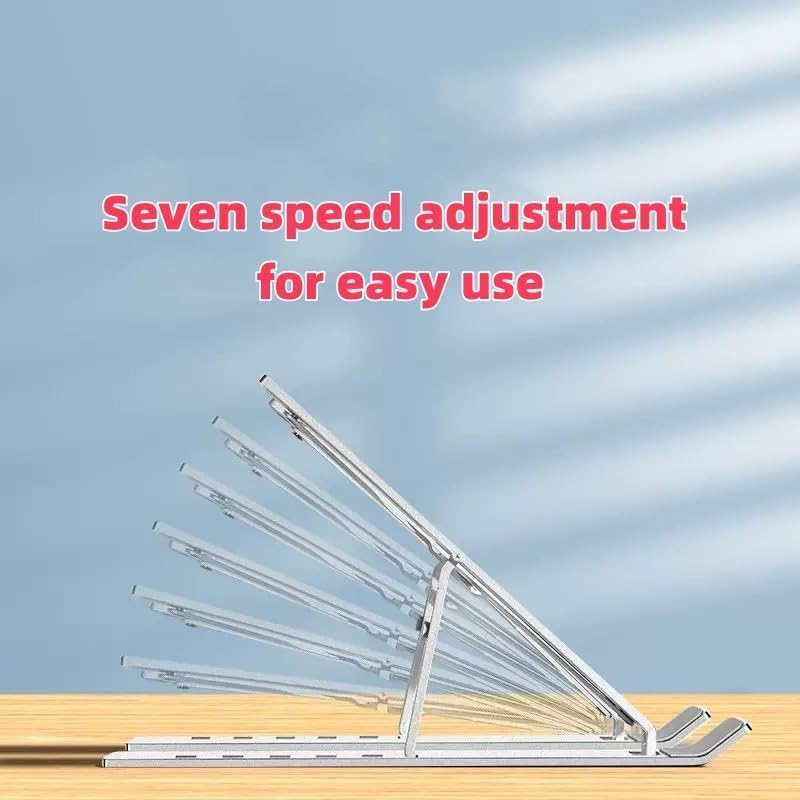 Adjustable Laptop Stand - Aluminum Foldable Portable Computer Riser for 10-15.6 Inch Laptops, Ergonomic Design with Storage Bag, Compatible with MacBook Air/Pro, HP, Dell (Black)