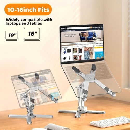 MOALLIA N86 360 Rotating Laptop Stand for Desk with Locking Knobs, Silver