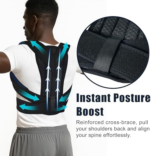 Posture Corrector for Men & Women – Adjustable Back Support Brace with Thickened Shoulder Straps – Comfortable Spine Alignment for Drivers, Office, and Daily Use(M/L)