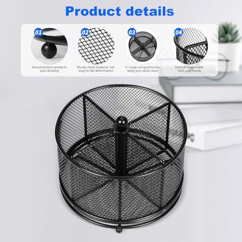 Pen Holder for Desk,360° Rotating Mesh Desk Organizer