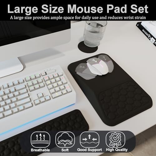 Ospelelf Keyboard Wrist Rest Ergonomic Mouse Pad with Wrist Rest, Arm Wrist Rest for Computer, Office and Gaming,Black