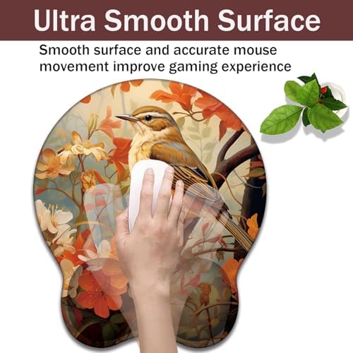 Keyboard Wrist Rest and Mouse Pad Wrist Support with Lace-Shaped Coaster Set, Ergonomic Gel Memory Foam and Anti-Slip Base, Easy Typing and Pain Relief - Larks Among Flowers