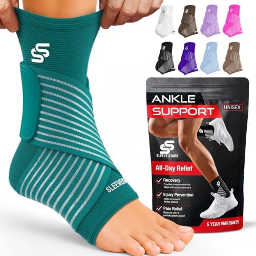 Sleeve Stars Ankle Brace Men & Women Support (Single/M:10"-12"/Turquoise)