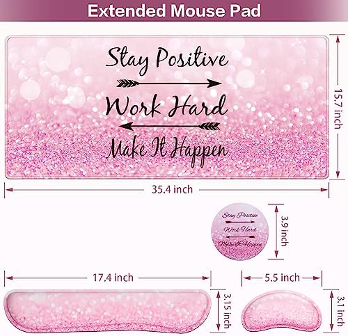 Mousepad Pink, Mouse Pad with Wrist Rest, 4-in-1