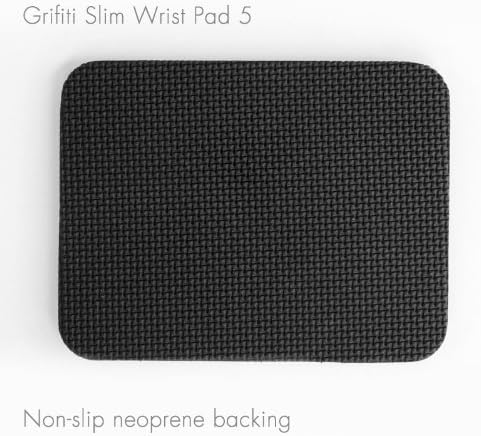 GRIFITI Small Slim Pad 5" x 4" x 0.2" Track Pad Wrist Rest Silicone Ergonomic Carpal Tunnel Resting Support for Computer Track Pad, Trackball or Mouse (Black Nylon Surface)