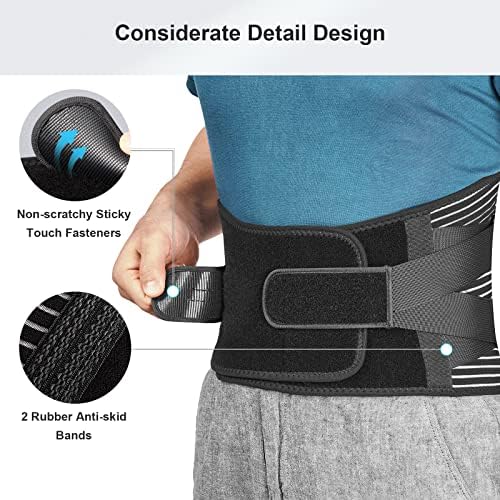 FREETOO Back Braces for Lower Back Pain Relief with 6 Stays, Breathable Back Support Belt for Men/Women for work , Anti-skid lumbar support belt with 16-hole Mesh for sciatica(S)