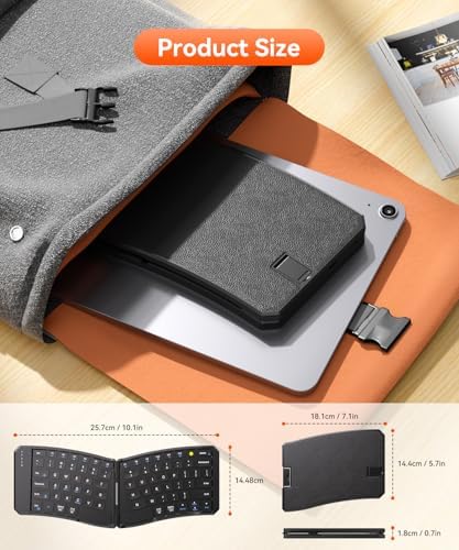 Omikamo Ergonomic Foldable Bluetooth Keyboard, 3-Device Dual-Mode