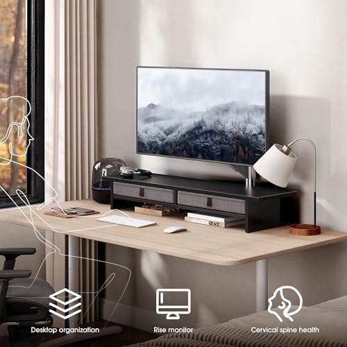 Fenge 35 Inch Monitor Stand with Drawer Storage, Computer Riser for Desk