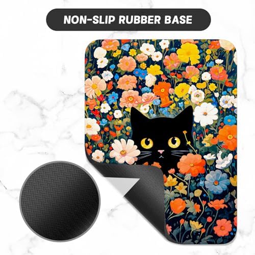 Small Mouse Pad, Mini Mouse Pad 6 x 8 Inch, Thick Rubber Waterproof Mouse Mat, Cute Mousepad for Women Men Wireless Mouse Laptops Home Office, Cute Black Cat