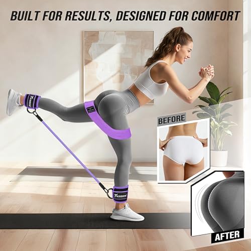 WOQQW Ankle Resistance Bands with Cuffs & Booty Bands Set for Legs & Glutes