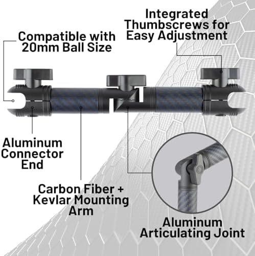 Bulletpoint Heavy Duty Vehicle Tablet Mount with Adjustable Mounting Arm Articulating Joint 20mm AMPS Ball Dash Mount
